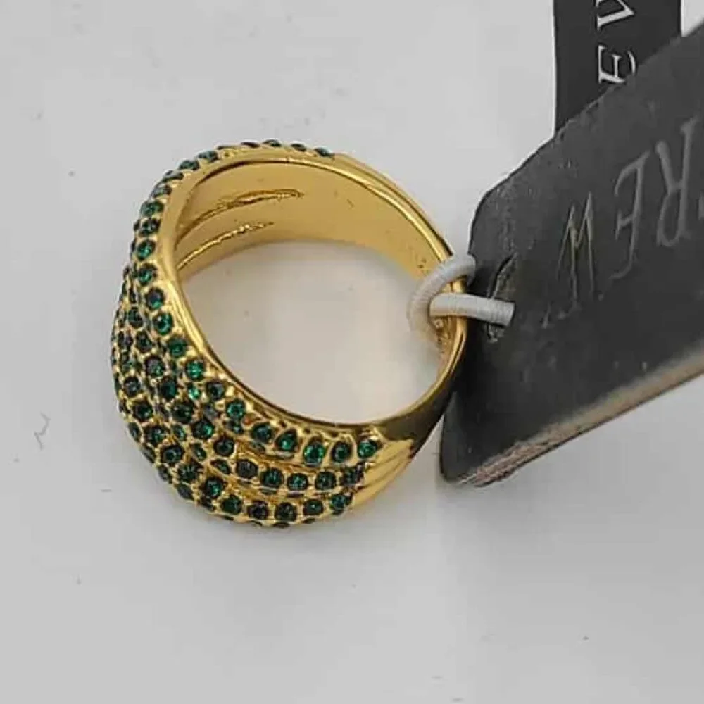 J Crew Emerald Green Stone Gold Tone Ring size 6 NWT!  NEW!